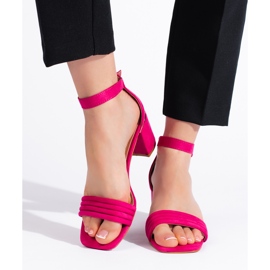 Sandalias tacón ante fucsia rosado 1