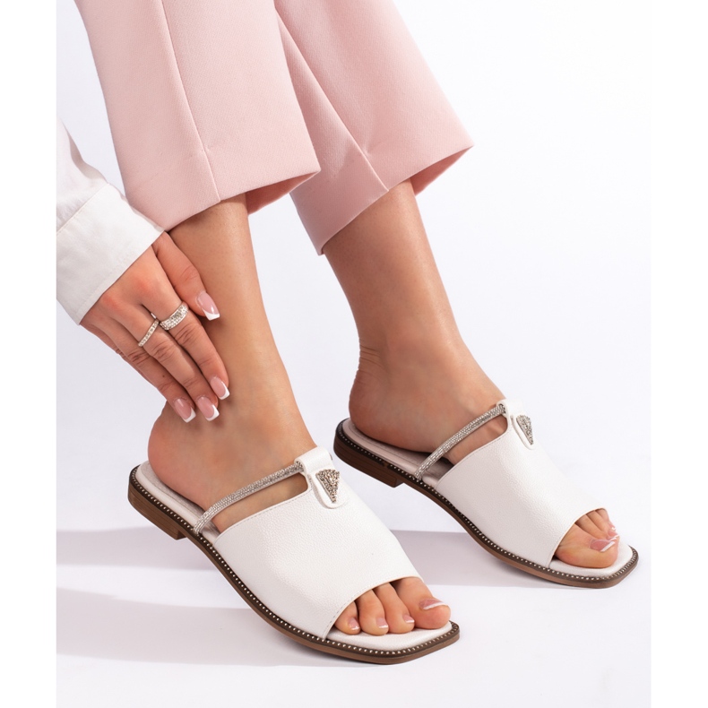 Chanclas planas mujer blancas blanco 1