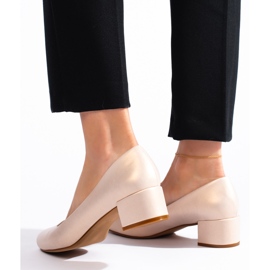 Elegantes zapatos de tacón bajo con perlas de Sergio Leone beige 3
