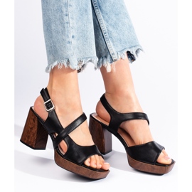 Sandalias negras con tacón ancho de Sergio Leone negro 1