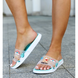 Pantuflas color menta con parte superior de goma Diaspa azul 2