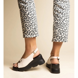 Sandalias cuña beige con hebilla Bayley 1 Sandalias cuña beige con hebilla Bayley 1