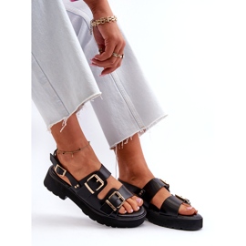 Sandalias de Mujer con Hebillas, Piel Ecológica, Negro 8