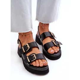 Sandalias de Mujer con Hebillas, Piel Ecológica, Negro 6
