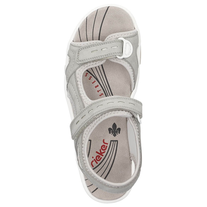 Sandalias deportivas cómodas de mujer con velcro, gris Rieker 68866-40 2