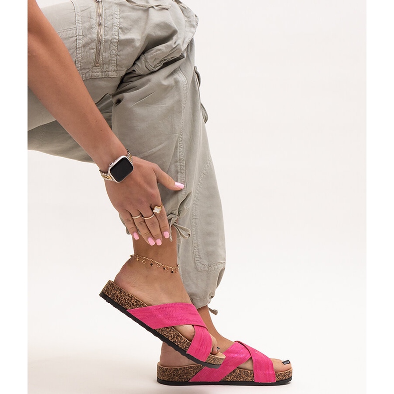 Zapatillas con suela de corcho brillo Ribera rosado 1