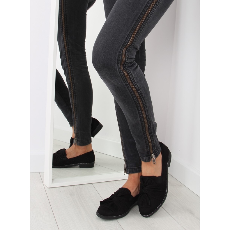 Mocasines negros de mujer con lazo negro 2 Mocasines negros de mujer con lazo negro 2