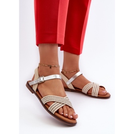 S.Barski MY923 Sandalias Planas Mujer, Beige 3