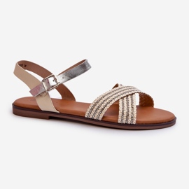 S.Barski MY923 Sandalias Planas Mujer, Beige 1