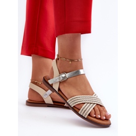 S.Barski MY923 Sandalias Planas Mujer, Beige 5