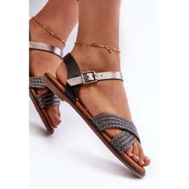 S.Barski MY923 Sandalias Planas Mujer Negro 7