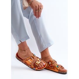 Chanclas Mujer Decoradas Hebillas S.Barski MY121 Naranja dorado 7