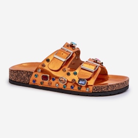 Chanclas Mujer Decoradas Hebillas S.Barski MY121 Naranja dorado 1