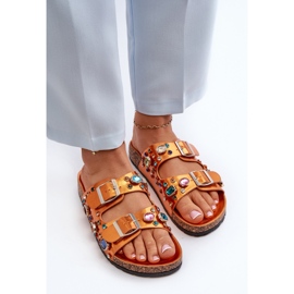 Chanclas Mujer Decoradas Hebillas S.Barski MY121 Naranja dorado 5