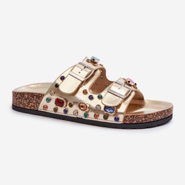 Chanclas de Mujer Decoradas con Hebillas S.Barski MY121 Dorado 1