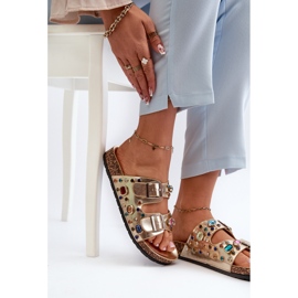 Chanclas de Mujer Decoradas con Hebillas S.Barski MY121 Dorado 8