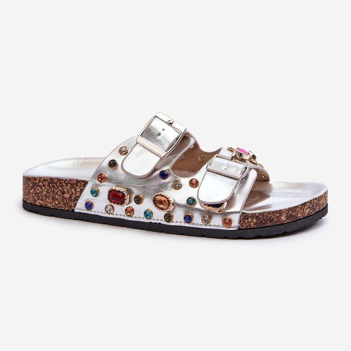 Chanclas de Mujer Decoradas con Hebillas S.Barski MY121 Plata 1