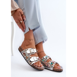 Chanclas de Mujer Decoradas con Hebillas S.Barski MY121 Plata 6