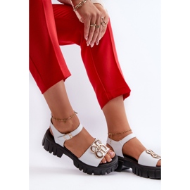 Sandalias Mujer Piel Con Adorno Dorado, Blanco Vinceza 7910 8