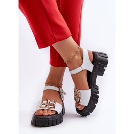 Sandalias Mujer Piel Con Adorno Dorado, Blanco Vinceza 7910 4