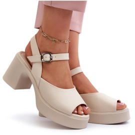 Sandalias Tacón Mujer Piel Vinceza 66627 Beige 9