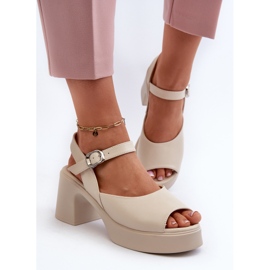 Sandalias Tacón Mujer Piel Vinceza 66627 Beige 4