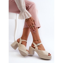Sandalias Tacón Mujer Piel Vinceza 66627 Beige 8