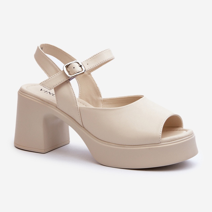 Sandalias Tacón Mujer Piel Vinceza 66627 Beige 1