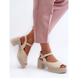Sandalias Tacón Mujer Piel Vinceza 66627 Beige 5