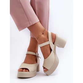 Sandalias Tacón Mujer Piel Vinceza 66627 Beige 6