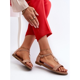 Sandalias Planas De Mujer Con Adorno Dorado Vinceza 17321 Beige 6