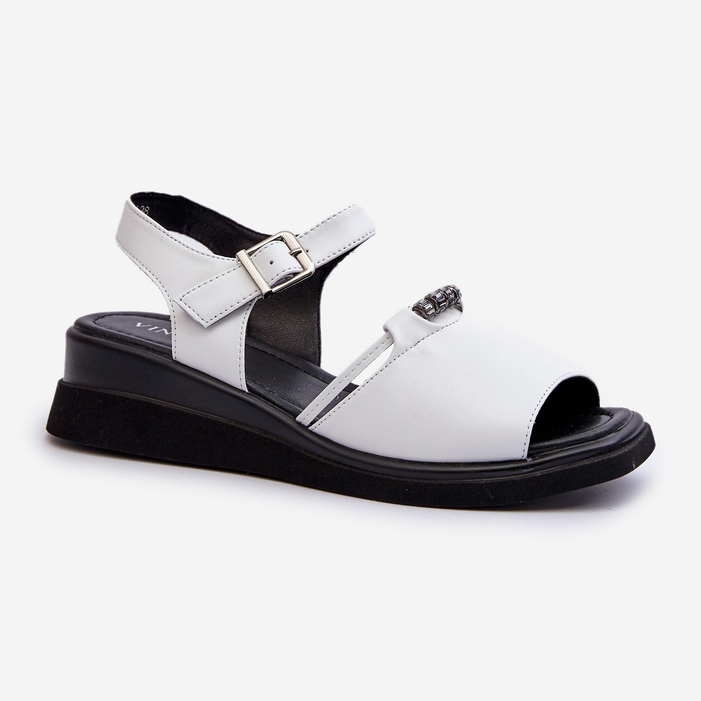 Sandalias Cuña Mujer Piel Vinceza 66624 Blanco 1