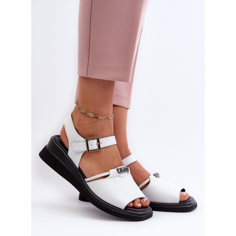 Sandalias Cuña Mujer Piel Vinceza 66624 Blanco 2