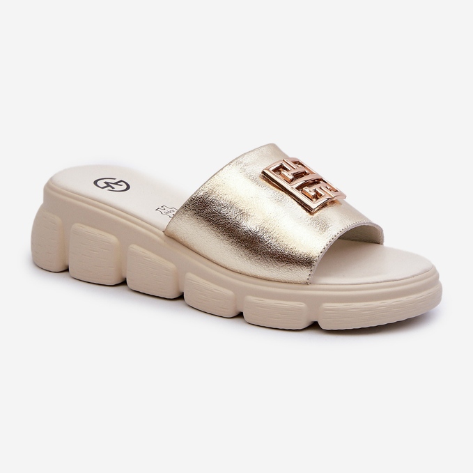 Chanclas Mujer De Piel Con Adorno Dorado Sobre Cuñas Vinceza 41444 Dorado 1 Chanclas Mujer De Piel Con Adorno Dorado Sobre Cuñas Vinceza 41444 Dorado 1