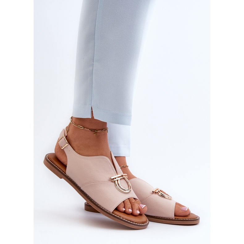 Sandalias Planas De Mujer Con Adorno Dorado Vinceza 17319 Rosa Claro 2