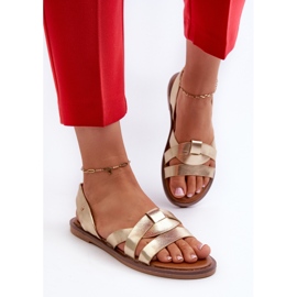Sandalias Planas de Mujer Fabricadas en Piel Ecológica Vinceza 17347 Dorado 4