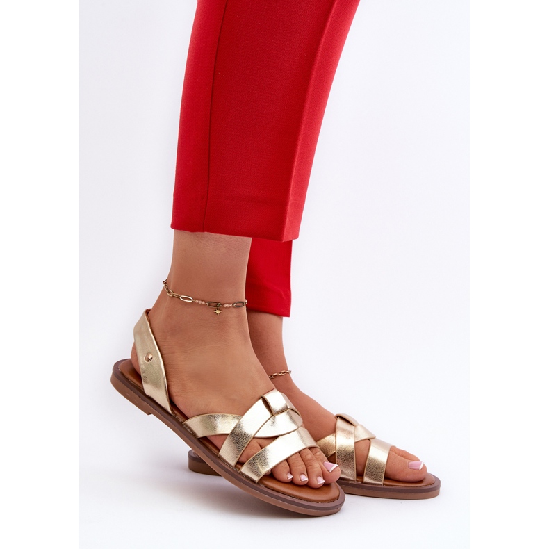 Sandalias Planas de Mujer Fabricadas en Piel Ecológica Vinceza 17347 Dorado 2