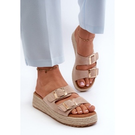 Chanclas de mujer con ante ecológico trenzado Beige Zaloemi 4