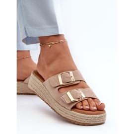 Chanclas de mujer con ante ecológico trenzado Beige Zaloemi 5