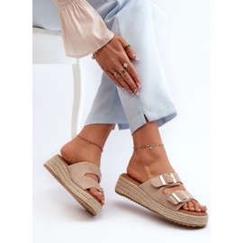 Chanclas de mujer con ante ecológico trenzado Beige Zaloemi 6