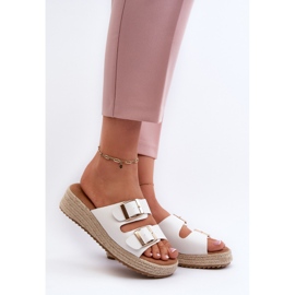 Chanclas De Mujer Con Piel Ecológica Trenzada, Blanco Zaloemi 2