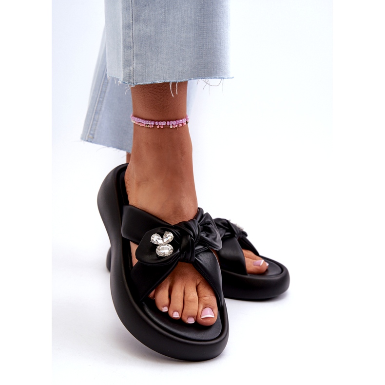 Chanclas de Mujer de Piel con Plataforma Negra GOE NN2N4110 negro 7
