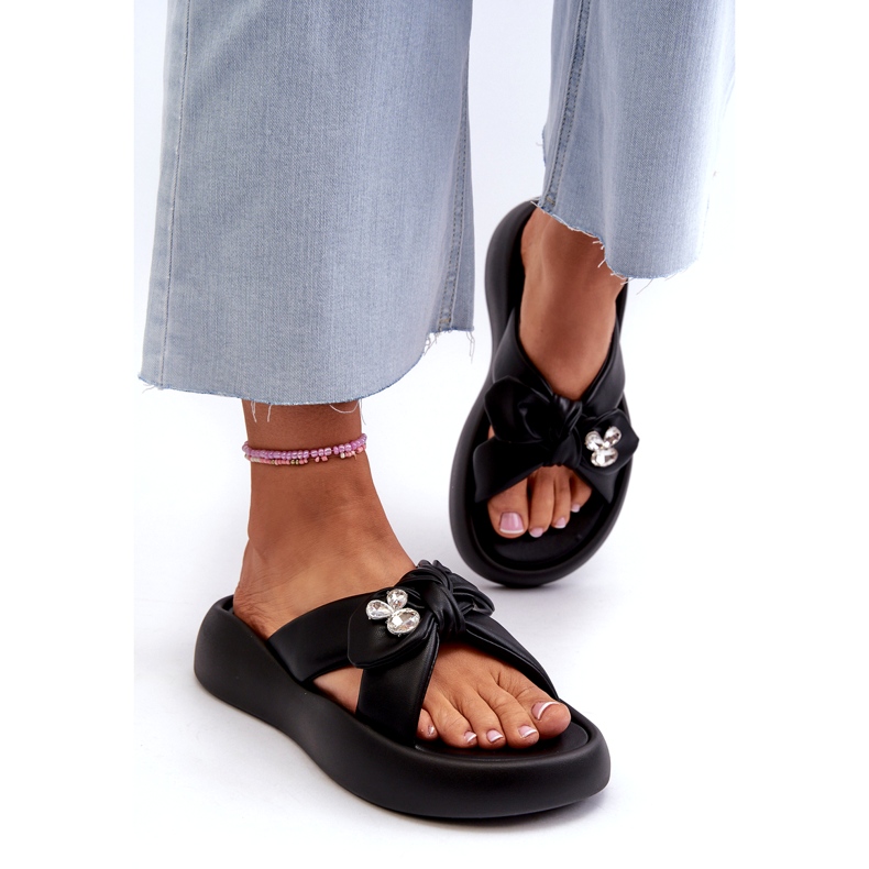 Chanclas de Mujer de Piel con Plataforma Negra GOE NN2N4110 negro 4