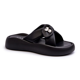Chanclas de Mujer de Piel con Plataforma Negra GOE NN2N4110 negro 2