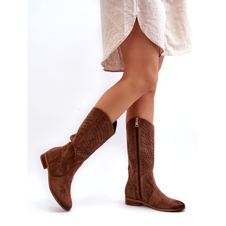 Vinceza Botas media caña caladas Marrón Kleorelia 4