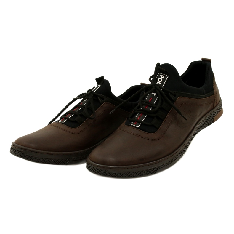 Polbut Zapatos casuales de cuero para hombre K24 marrón 4
