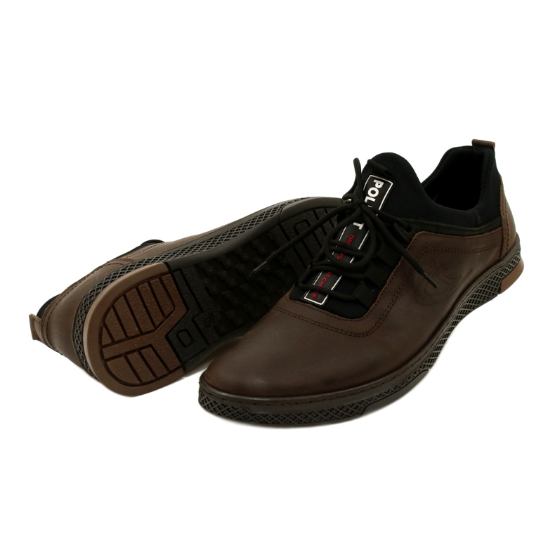 Polbut Zapatos casuales de cuero para hombre K24 marrón 5