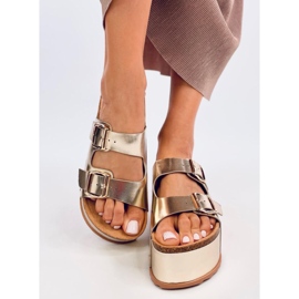 Chanclas Galzai Gold plataforma corcho dorado 1