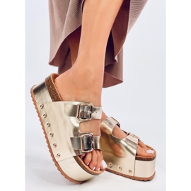 Chanclas Galzai Gold plataforma corcho dorado 2