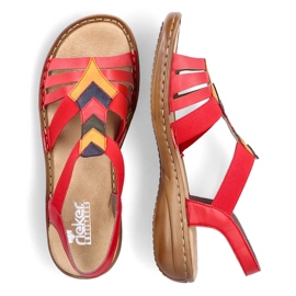 Sandalias cómodas de mujer sin cordones con bandas elásticas, rojo, Rieker 60804-33 5